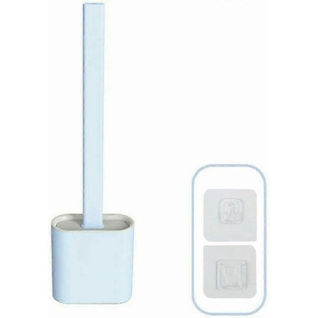 Toalettbørste Baderom Silikon Toalettbørste og Holder Plasthåndtak & Myke Fleksible Børster Base for børste Anti-drypp