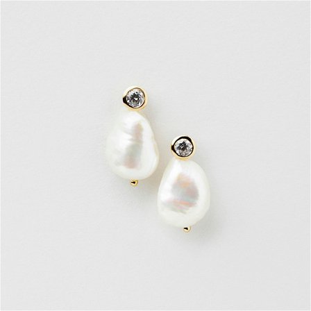 Harlow Pearl Studs - 24K Vergoldetes Sterlingsilber