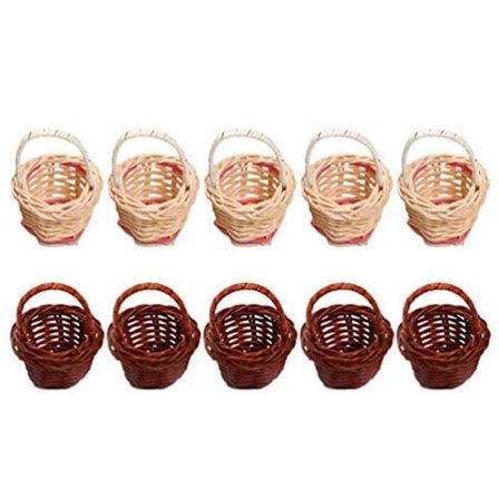 10 st Mini flätade korgar med handtag Krukor Behållare Diverse Makeup Organizer Förvaringskorgar