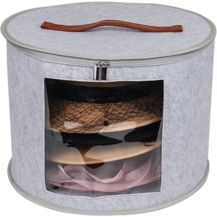 Stor hattlåda för resor, hopfällbara hattlådor med lock, dekorativ arrangör, lämplig för olika typer av hattar, 15,7 x 11 tum 16,5 x 11 tum Grayish