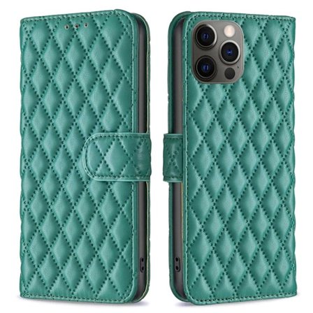 Matt iPhone 12 Pro / iPhone 12 fodral med rombmönster - Grön