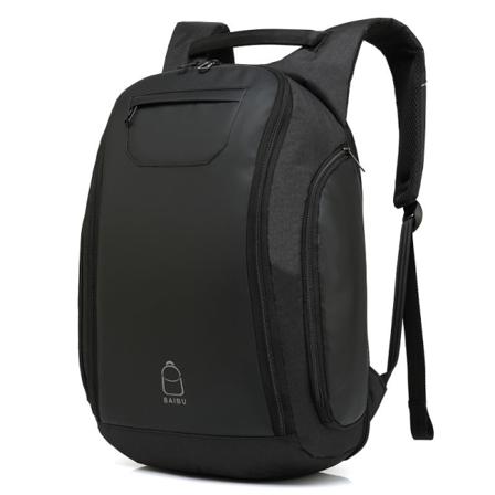 Skoleelev ryggsekk College boksekk reiseveske Multifunksjon utendørs teknologi vanntett Black