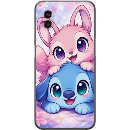 Yhteensopiva Puhelinkuori Samsung Samsung Galaxy Xcover6 Pro Suloinen kawaii-aiheinen kuvaus vaaleanpunaisilla ja sinisillä fantasieläimillä, suuri