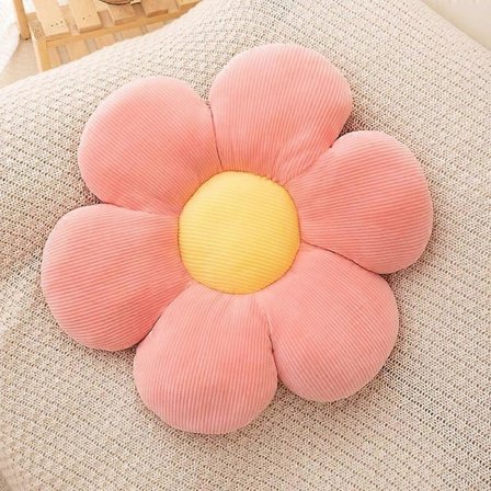 Blomkudde, blomformad ryggkudde, blomgolvkudde, sittdyna, söt rumsinredning