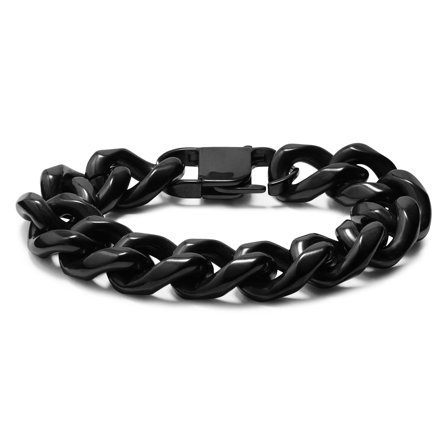 Gourmette noire en acier 18 mm pour hommes - Bracelets en acier