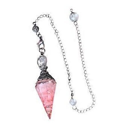Hexagonal Kristall Pendel Reiki Halsband för Energibalansering Meditation Rosa (Rosa)