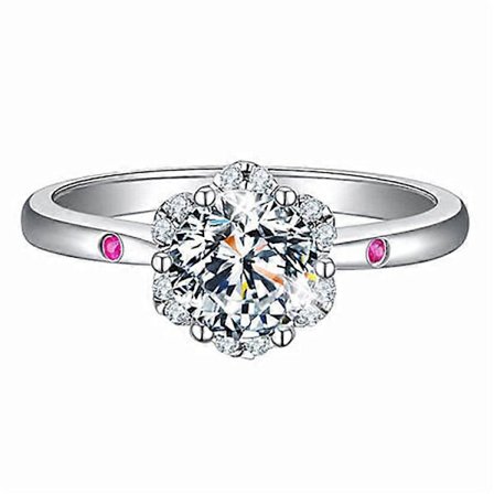 Platinabelagt High Carbon Diamantring, 1 Carat Seks Klo Minimalistisk Simulert Vielsesring for Kvinner Sølvbelagt