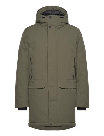 Tech Hooded Parka Parka Jakke Khaki Green Tom Tailor