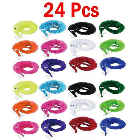 12/24 stk. Twisty Worm Magic Legetøj Party Favors Fuzzy Worm På En Snor Jule Halloween Troldmand Nye Mærkelige Trick Legetøj Kompatibel Med Børn -ES