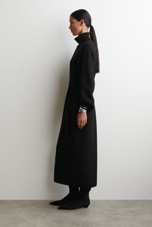 COS Women's Vestido De Cuello Alto De Lana Hervida in Negro