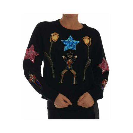 Dolce & Gabbana DG Fairy Tale Crystal Black Cashmere Trui , Zwart , Dames , Maat: S