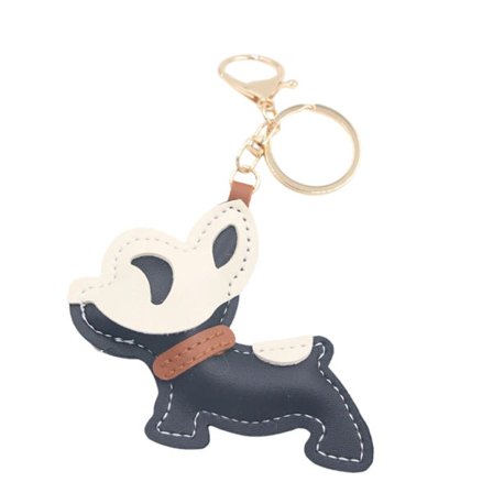 Miniature Fransk Bulldog Læder Nøglering Bedårende Dyrevedhæng til Nøgler Tasker Mode Tilbehør Charm