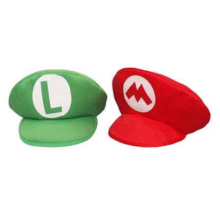Super Mario Bros. Luigi Cartoon Cosplay Hat Klassisk Legetøj Anime Figur Halloween Sjovt Tøj Unisex Børn Voksen Hat Rød og Grøn