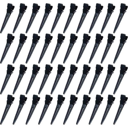 40 Hårklipp, 1,7 Tommer Svarte Andenebbklipp Barber Hårklipp Alligator Krøll Hårklipp med Hull for Kvinner Jente