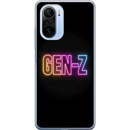 Yhteensopiva Puhelinkuori Xiaomi Xiaomi Mi 11i Neontext Gen Z värikkäässä valossa tummaa taustaa vasten modernissa digitaalisessa tyyliissä