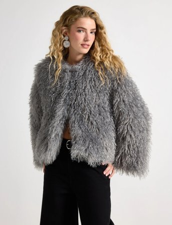 Lindex Jacket Fluffy - Grey - XS