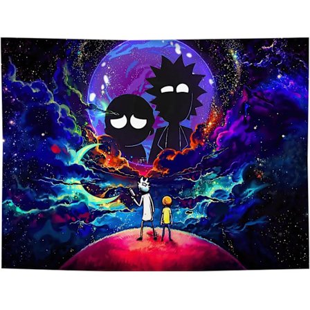 Anime vægtæppe til soveværelset, farverig mælkevej og måne vægtæppe