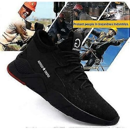 Arbeidssko Svarte Antiknusesko Slitesterke Vernesko Pustende Og Lettvekts Joggesko#zhxy8186