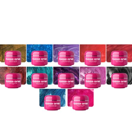 Base One - UV Gel - Metallic - Set med 12 färger - 5 gram