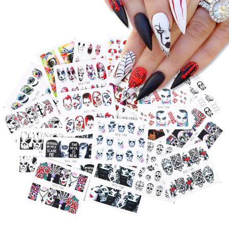 Halloween-serien Nagelklistermärke Set Söt pumpa skalle överföringsreglage för naglar Vattenstämpel Tillfälliga tatueringar Dekaler CHSTZ856-879 