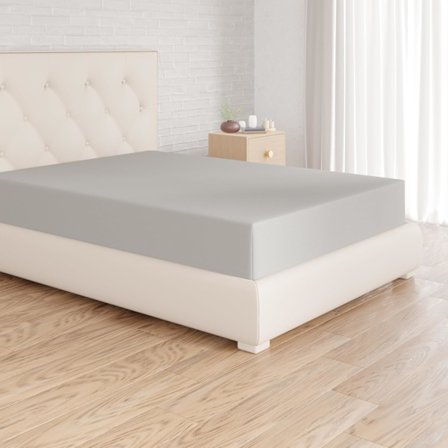 Faconsyet lagen, mikrofiber, lysegrå, 180 x 200 x 30 cm