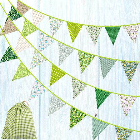 Stor stofbanner, blomstret vintage trekantflag irsk genanvendelig bomuld blomster vimpler dekoration til have bryllup fødselsdagsfester