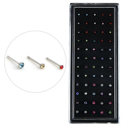 60 STK/ Set Strass Nose Ring Ben Stud Rostfritt stål