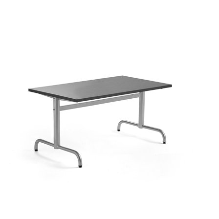 Tisch PLURAL, 1200x700x600 mm, Linoleum-Platte, dunkelgrau, silber