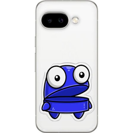 Kompatibel Mobilcover til Google Google Pixel 9a Blå tegneseriefigur med åbent udtryk og store øjne i sjov illustration