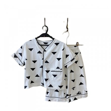 Barn Pyjamas Byxor Pojkar Pyjamas Set,L(Vit Triangel)