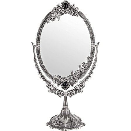 Makeup Spegel Vintage Dekorativ Spegel Oval och Dubbelsidig Mi