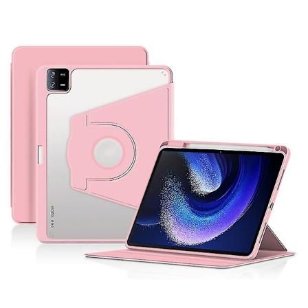 For Xiaomi Pad 6 Pu Lær + Akryl Tablet Etui Roterende Kickstand Smart Beskyttende Deksel Med Penneholder