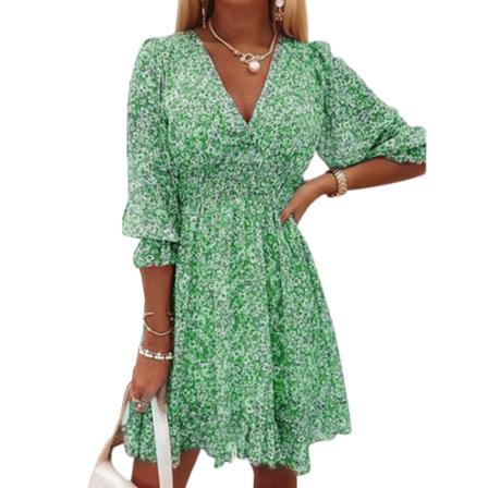 Elegant Retro Blommönster Med Utsvängning Ärmar Print Vårvols