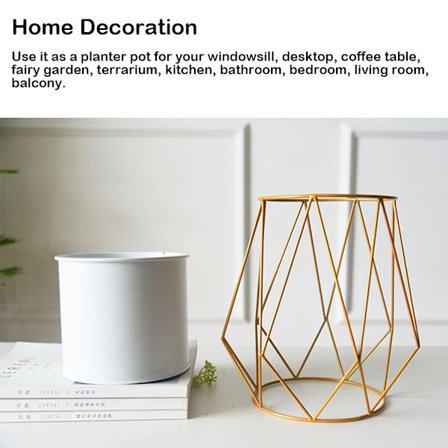 Nordisk stil växtställ för suckulenter, geometrisk kontorsdekoration, blomkruka med stativ, metall, skrivbord, hem, företag, geometrisk vit