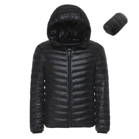 Vår- och höstmodebutik Vit ankdun Enfärgad Lättviktsjacka för män Casual dunjacka med luva för män black Asia 3XL (EUR L)