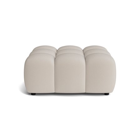 Puffy Pouf, 95x95cm, Lisboa Beige, moderner Polsterhocker mit Nozag-Federung, geripptes Muster, bequemer Sitzhocker für Wohnzimmer, 95x95x40cm