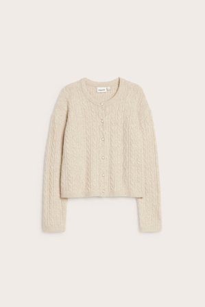 Kappahl | Kabelstrikket jakke | Melert beige