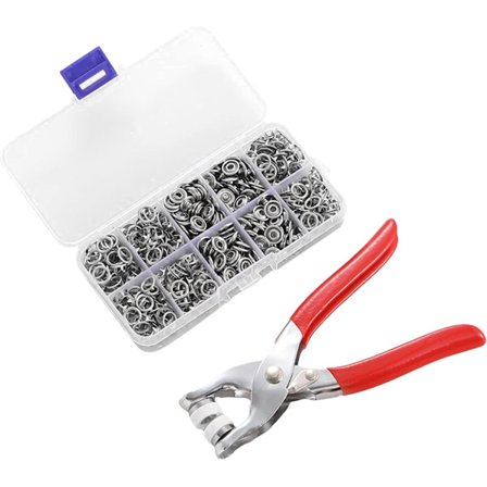 Trykknapsæt, metal med tang, trykknapper, 100 styk, øskner, trykknapper, sømfri, knapper, hul spænde til syning, syning