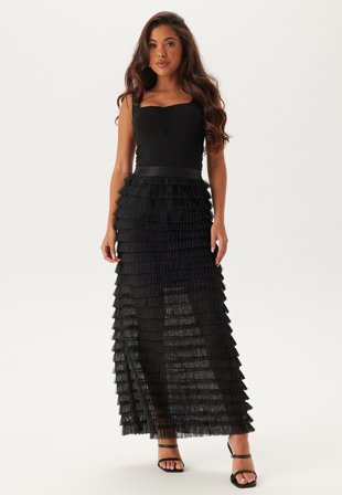 YAS kira Hw Tulle Long Skirt Black Klær