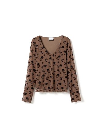 Noella Lucille Top - Clarity Morel Print T-shirts & toppar Dam Brun L