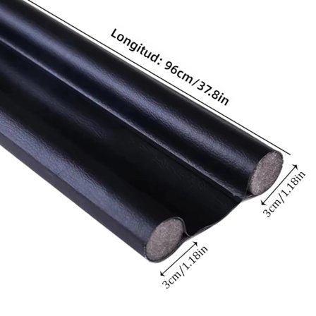 Svart, en flexibel dörrstopp för att blockera frostskyddskrokar och ventilationsisolering längst ner på dörren, tillverkad av silikon, 96 cm lång