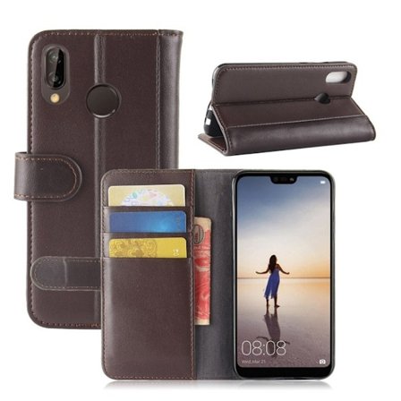 Huawei P20 Lite haljasnahkainen suojakotelo - Ruskea