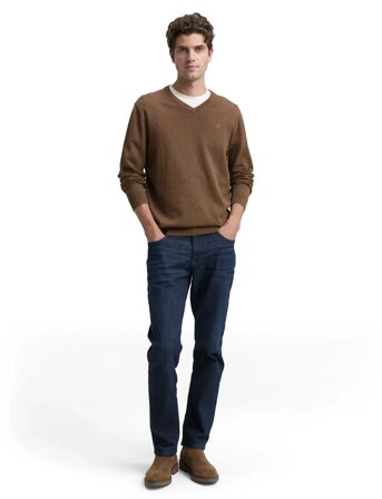 Tom Tailor Basic V-Neck Knit - Brown - M