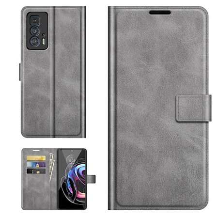 Hållbart konstläder Motorola Edge 20 Pro fodral med plånbok - Silver/Grå