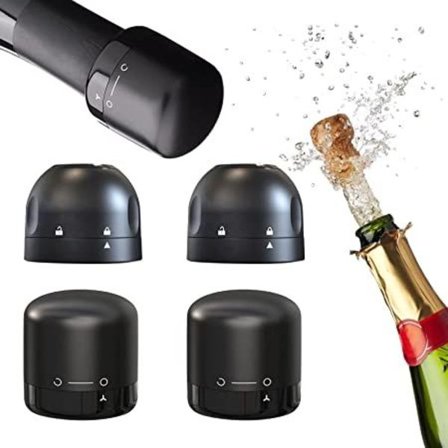 (4-pack) Champagne- och vinproppar, SunDiao champagne- och vinpropp, återanvändbara champagne- och vinproppar i silikon, håll champagne och vin 