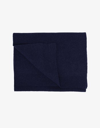 Merino Wool Scarf - Navy Blue - One Size
