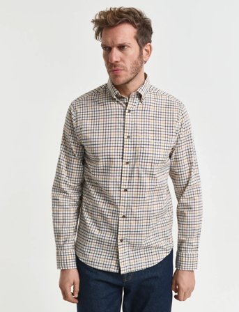 GANT Reg Twill Check Shirt - Brown - XXXL