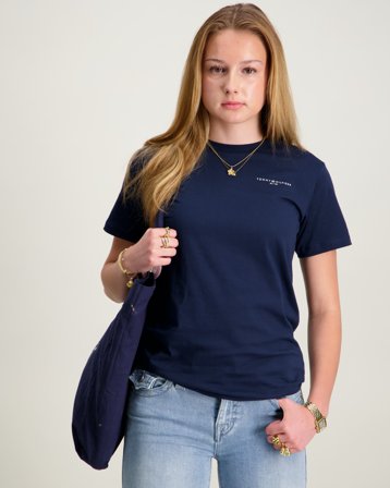 Tommy Hilfiger U MINI CORP LOGO TEE SS Bleu T-shirts Fille - Kids Brand Store