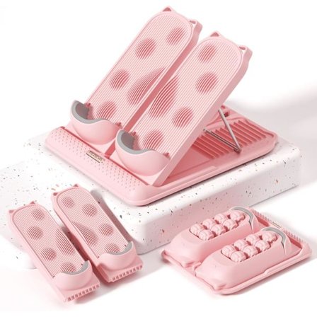 3-in-1 monitoiminen kannettava pohkeen venytyslauta, jalkatuki työpöydän alla hieronnalla, säädettävä kaltevuuslauta, 12 tasoa, 204 kg kantavuus, 