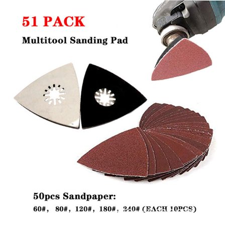 50 stk. trekant ikke-porøs sandpapir slibeark kornstørrelse 60\/